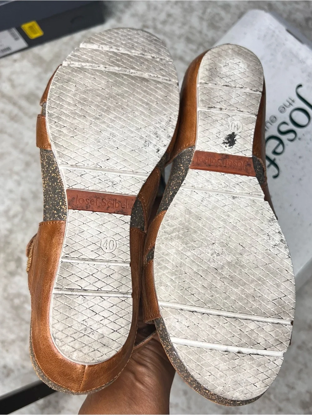 Josef Seibel Cognac Leather Triple-Strap Comfort Sandals, Size: 40
